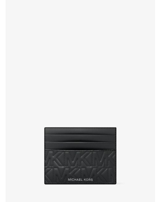 Michael Kors White Mk Hudson Quilted Logo Card Case for men