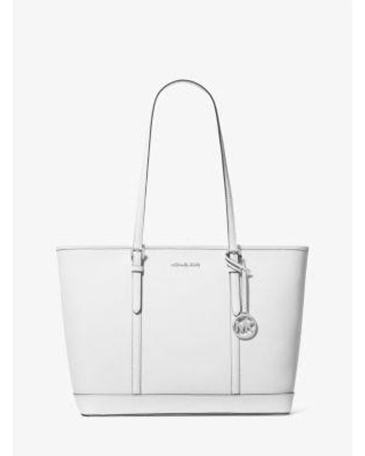 Michael Kors White Jet Set Travel Large Saffiano Leather Tote Bag