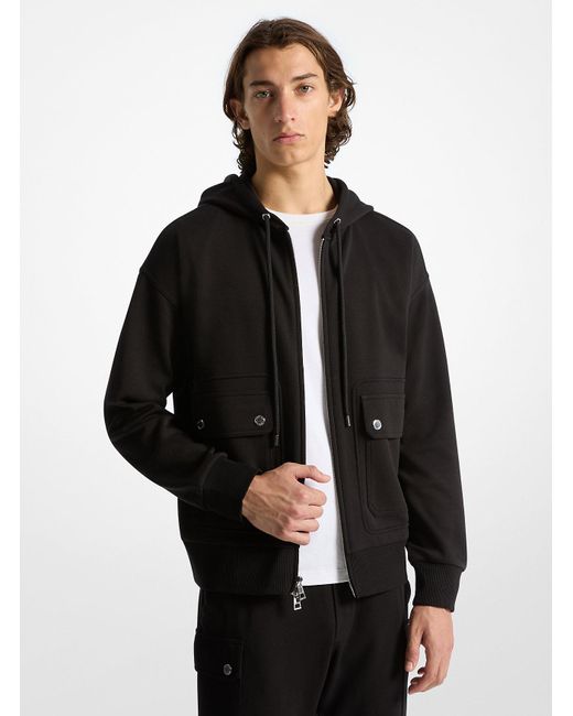 Michael Kors Black Mk Cotton Blend Zip-Up Hoodie for men