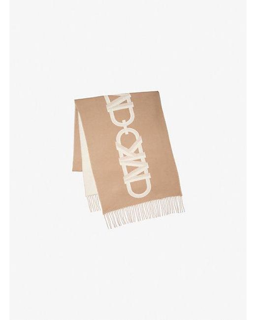 MICHAEL Michael Kors White Mk Empire Oversized Wool-Cashmere Scarf