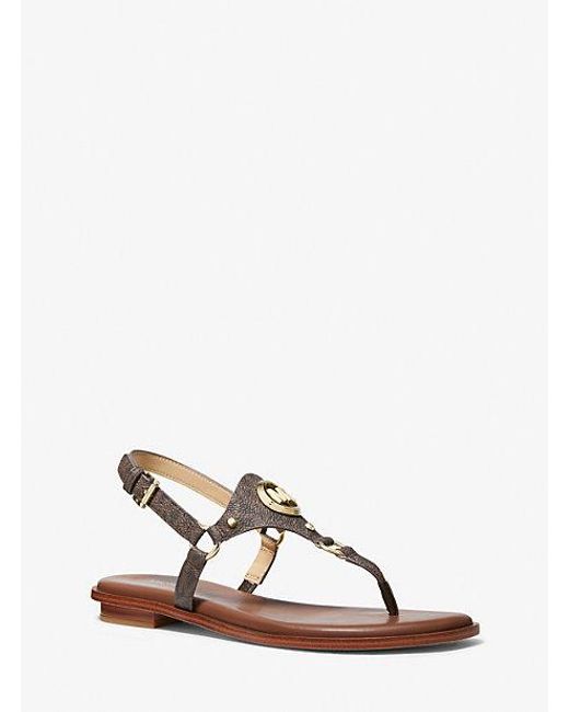 Michael Kors Mk Casey Signature Logo Sandal in Natural | Lyst UK
