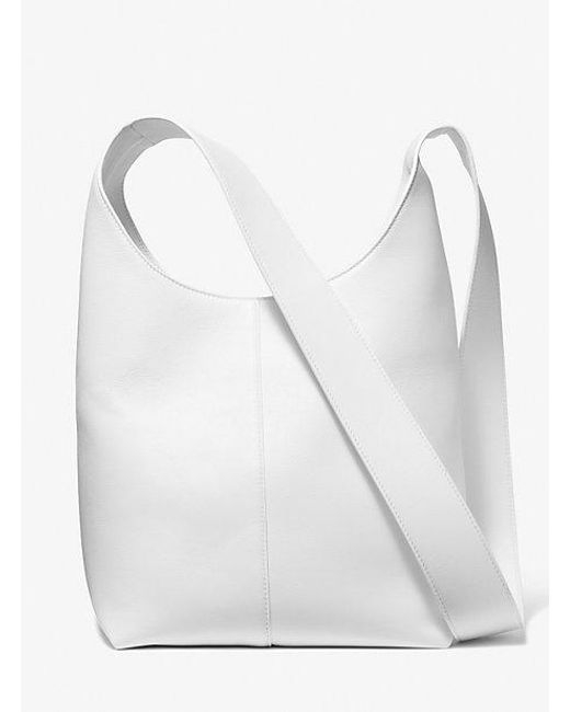 Michael Kors White Dede Medium Leather Hobo Bag
