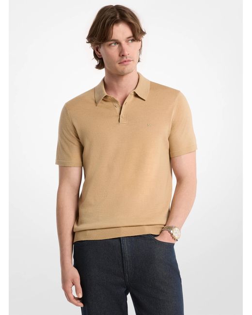 Michael Kors Natural Mk Merino Wool Polo Shirt for men