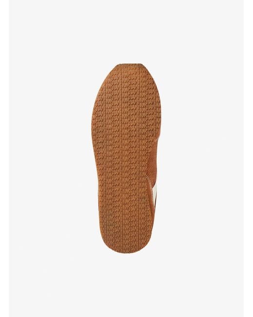 Michael Kors Outlet Brown Mk Avi Suede Slip-On Trainers