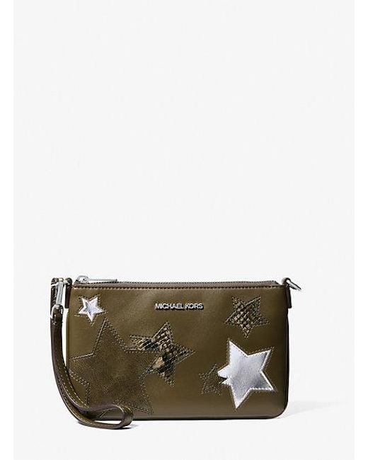 Michael Kors Green Jet Set Small Printed Wristlet