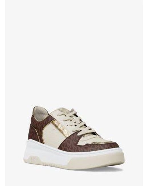 Michael Kors Women's White Lexi Mixed-Media Sneaker