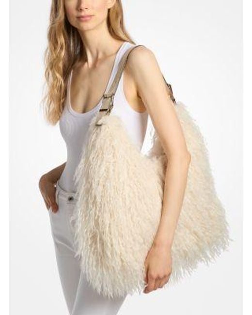 MICHAEL Michael Kors Natural Mk Nolita Large Faux Shearling Shoulder Bag