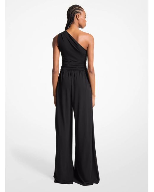 Michael Kors Blue Mk Stretch Matte Jersey One-Shoulder Jumpsuit