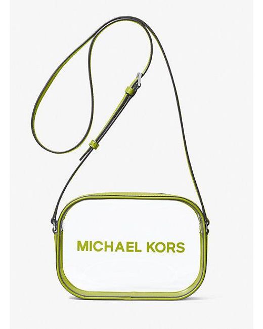 Michael Kors Green Jet Set Travel Medium Clear Vinyl Camera Bag