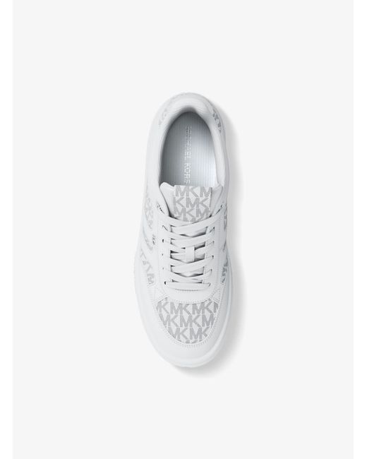 Michael Kors White Mk Dane Leather And Signature Logo Trainer for men
