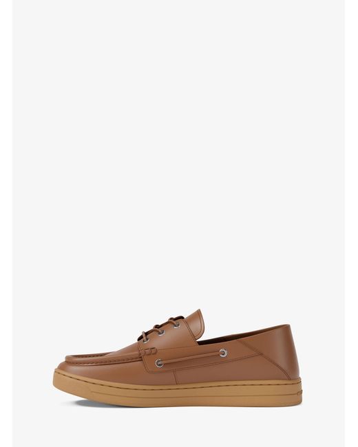 Michael Kors Brown Aiden Leather Boat Shoes for men