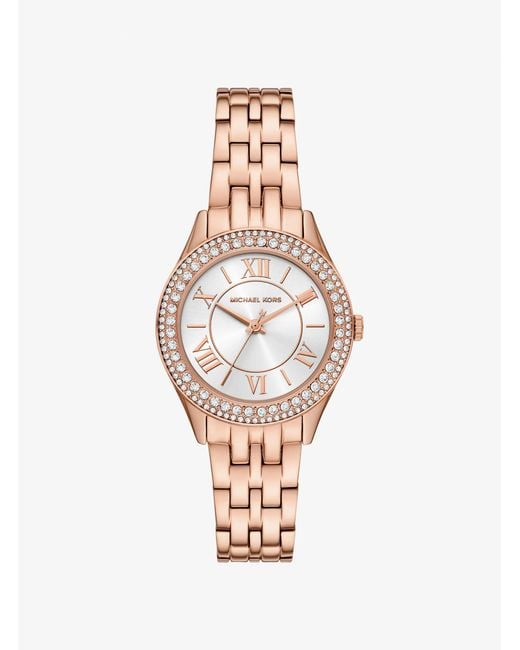 Michael Kors White Mk Mini Harlowe Pavé-Tone Watch