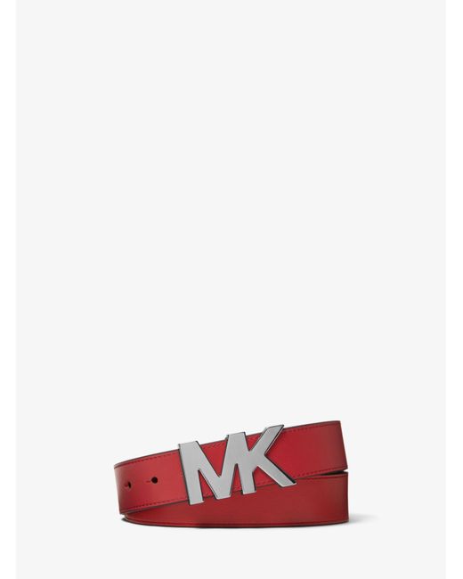 Michael Kors Red Leather Logo-buckle Belt for men