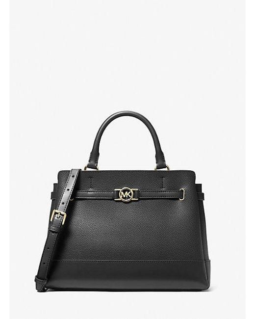 Michael Kors Black Reed Large Pebbled Leather Satchel