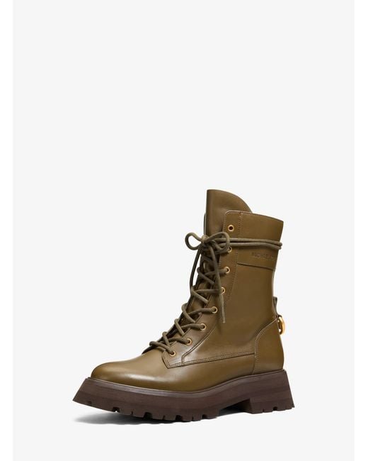 MICHAEL Michael Kors Brown Caleb Leather Combat Boot