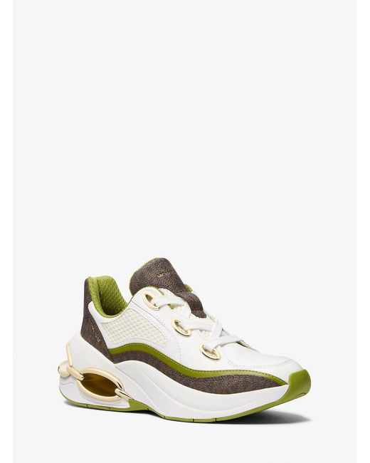 Michael Kors White Toni Mixed-Media Trainer