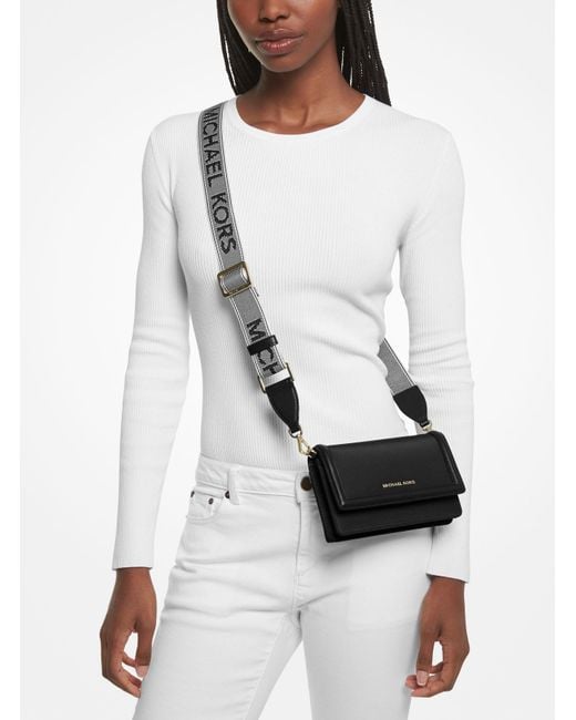Petit sac à bandoulière Jet Set en gabardine de nylon pour smartphone Michael Kors en coloris Black