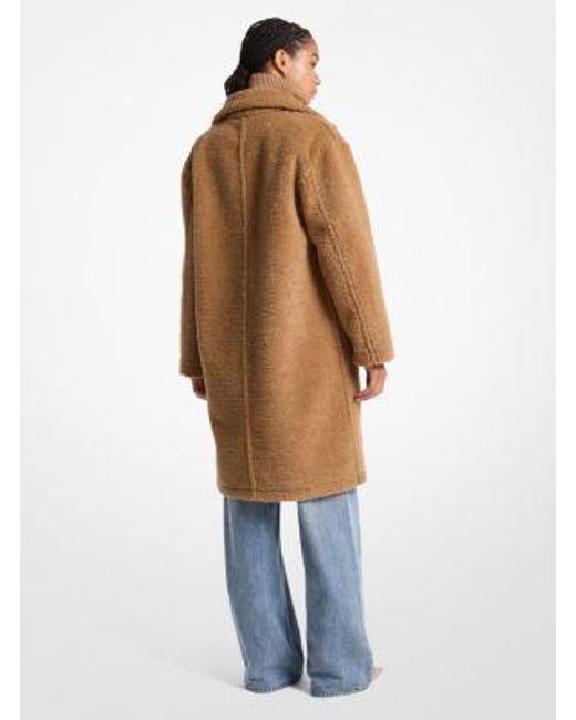 MICHAEL Michael Kors Brown Mk Oversized Shearling Teddy Coat