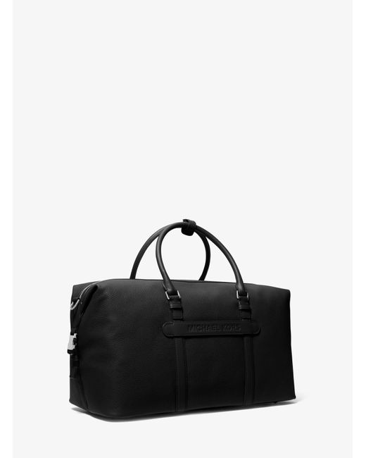 Michael Kors Black Mk Hudson Leather Duffel Bag for men