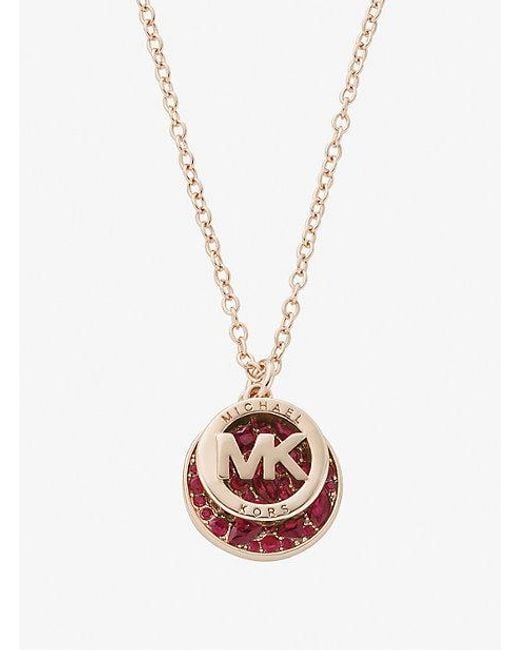 Michael Kors White Pavé Logo Necklace