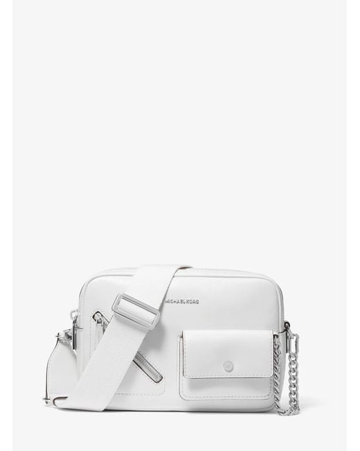 MICHAEL Michael Kors White Mk Bryant Medium Leather Camera Crossbody Bag With Card Case