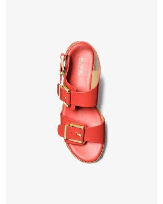 Michael Kors Red Colby Leather Flatform Sandal