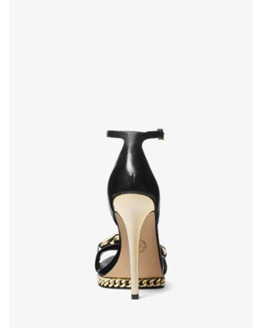 MICHAEL Michael Kors Black Jordyn Embellished Leather Platform Sandal