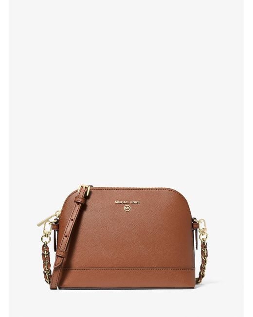 MICHAEL Michael Kors Brown Large Saffiano Leather Dome Crossbody Bag