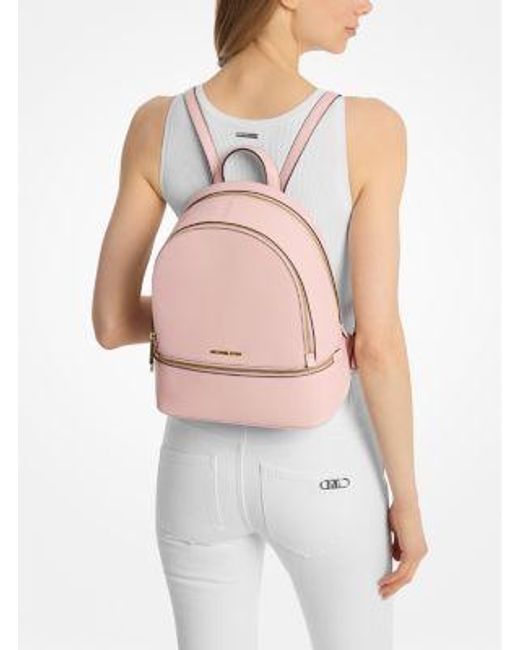 Michael Kors Pink Rhea Medium Pebbled Leather Backpack