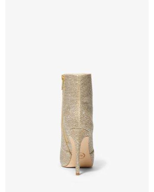 Michael Kors White Mk Rue Embellished Glitter Chain-Mesh Ankle Boot