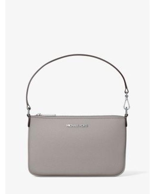 Michael Kors Gray Jet Set Small Pebbled Leather Convertible Wristlet