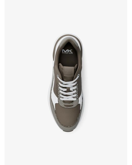 Michael Kors White Mk Trevor Mixed-Media Trainer for men