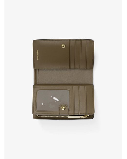 Michael Kors Green Mk Bryant Medium Pebbled Leather Wallet