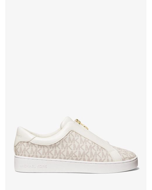 MICHAEL Michael Kors White Mk Keaton Signature Logo Zip-Up Trainers
