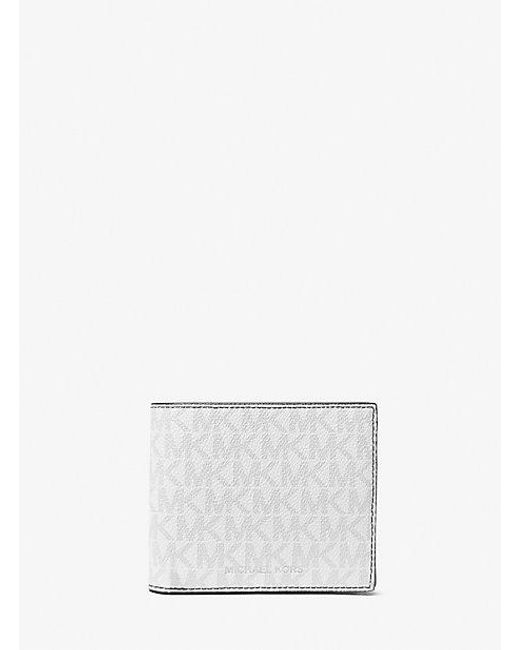 Michael Kors White Greyson Logo Billfold Wallet With Coin Pocket for men