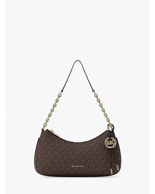 Michael Kors Brown Nolita Medium Signature Logo Chain Pochette
