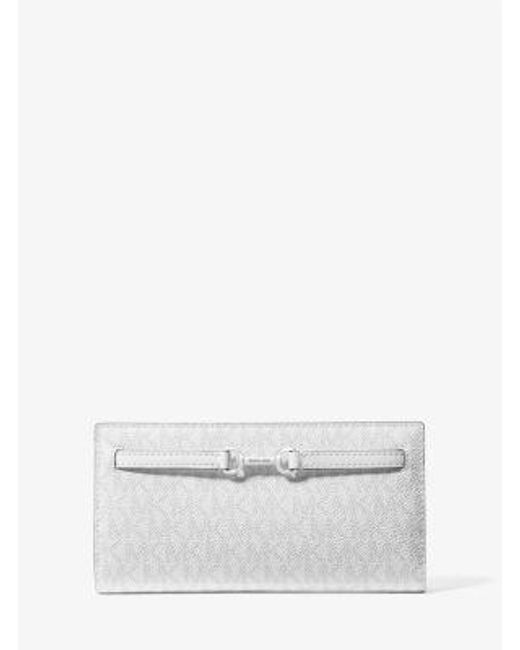 Michael Kors White Carson Large Signature Logo Wallet