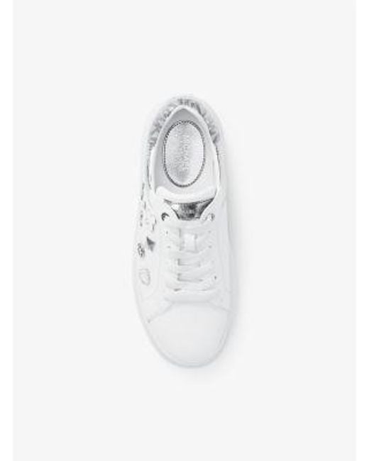 Michael Kors White Romey Embellished Mixed-Media Platform Sneaker