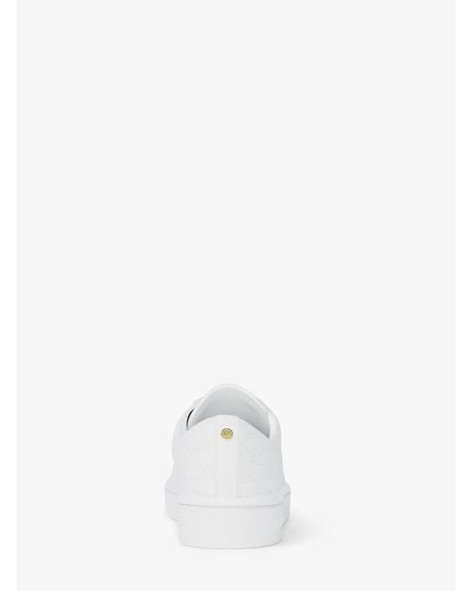 MICHAEL Michael Kors White Mk Keating Logo Embossed Leather Trainers