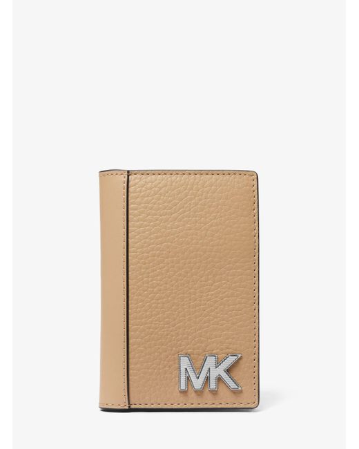 Michael Kors Natural Hudson Pebbled Leather Card Case for men
