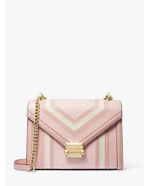 Michael Kors Pink Whitney Medium Color-block And Signature Logo Shoulder Bag