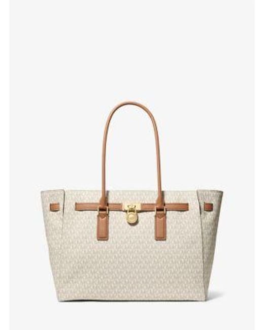 MICHAEL Michael Kors Natural Mk Hamilton Moderne Large Signature Logo Tote Bag