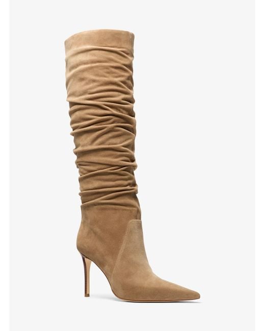 Michael Kors White Dawn Suede Boot