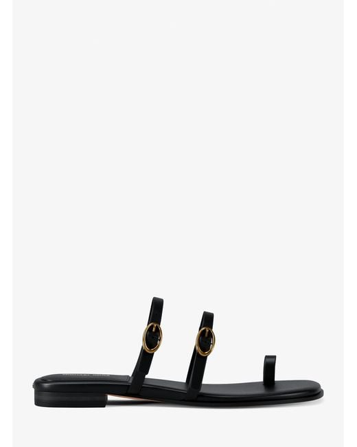 Michael Kors Black Kya Leather Flat Sandal