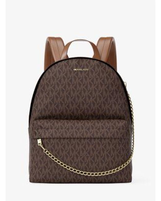 Michael Kors Brown Slater Medium Signature Logo Backpack
