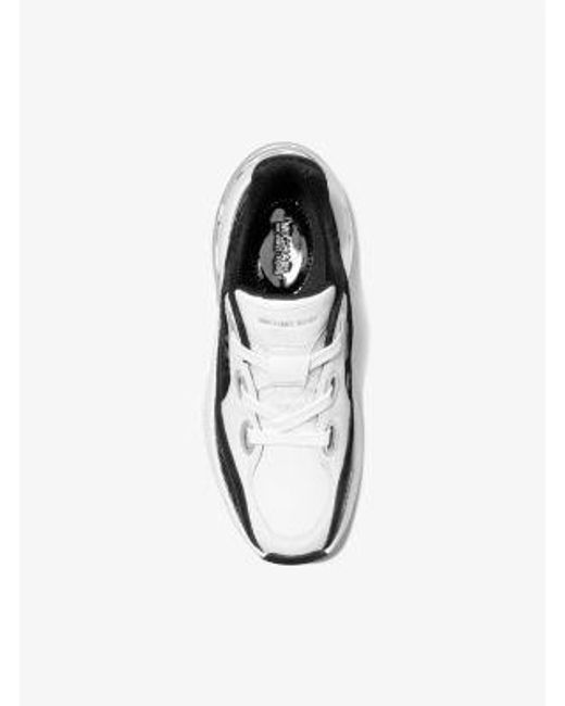 Michael Kors White Mk Toni Mixed-Media Trainer