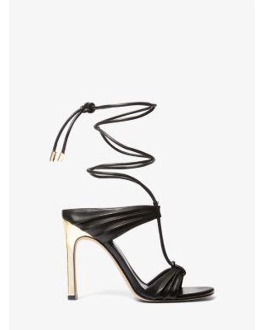 MICHAEL Michael Kors Black Mk Gabriella Leather Lace-Up Sandal