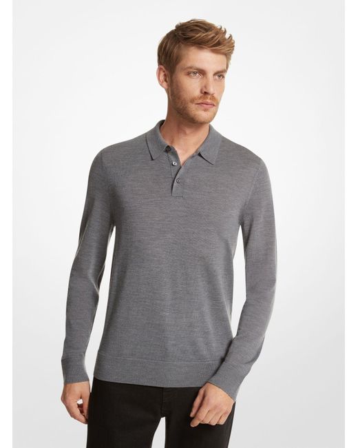 Jersey tipo polo de lana merino Michael Kors de hombre de color Gray
