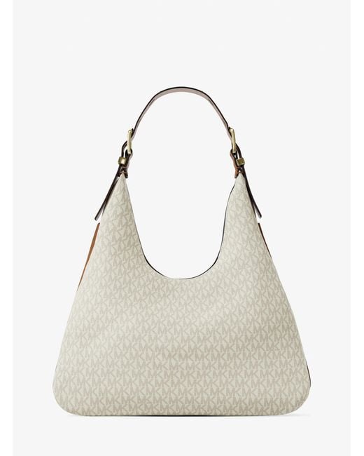 MICHAEL Michael Kors Natural Nolita Large Signature Logo Hobo Shoulder Bag