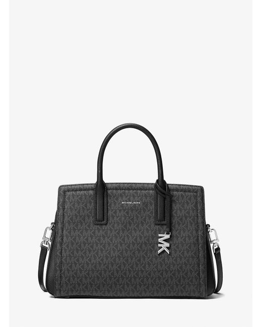 Mk Borsa A Mano Laila Media Con Logo di MICHAEL Michael Kors in Black